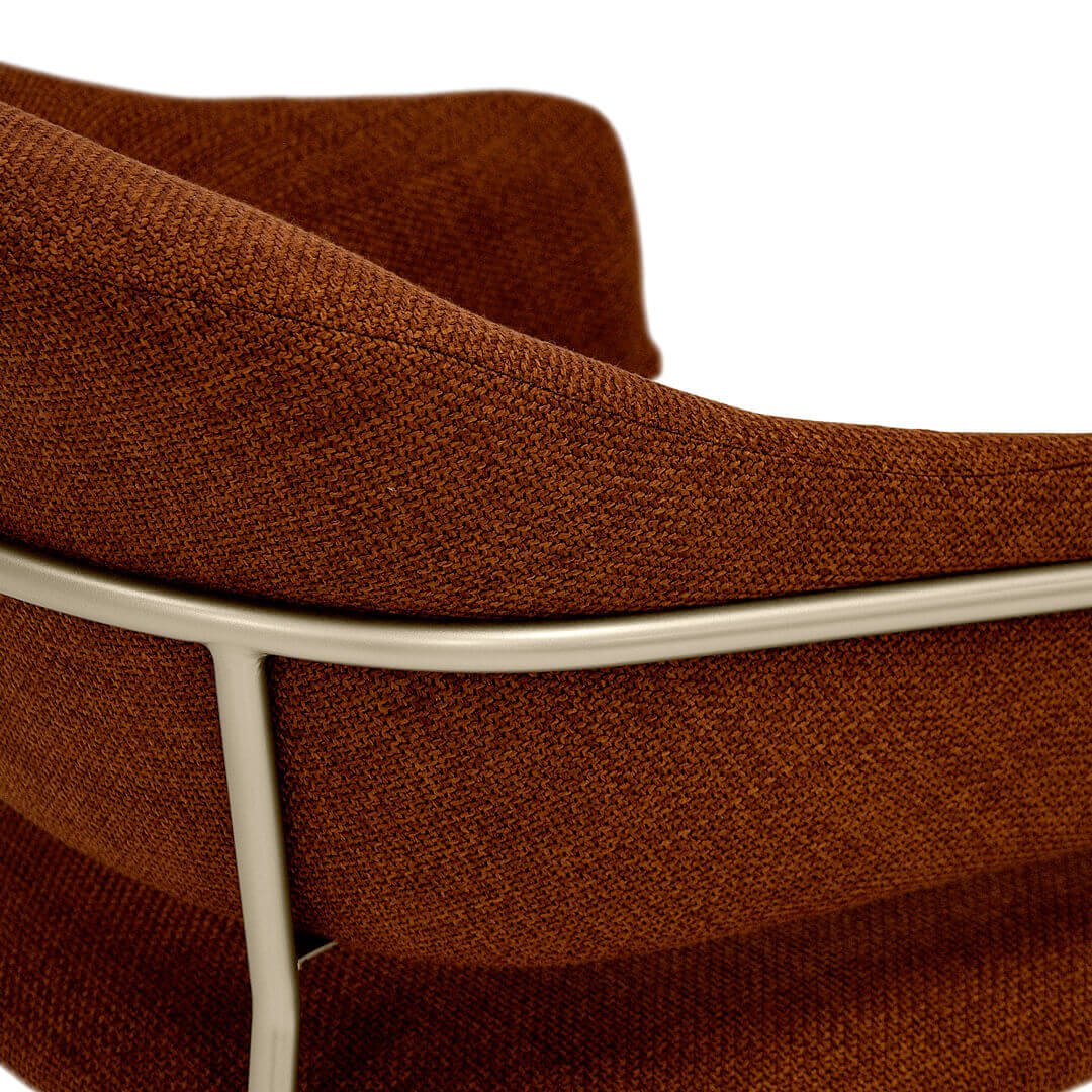 Cadeira Estofada com Estrutura de Aço Champanhe Tecido Terracota Eisen - Iaza Móveis - 5