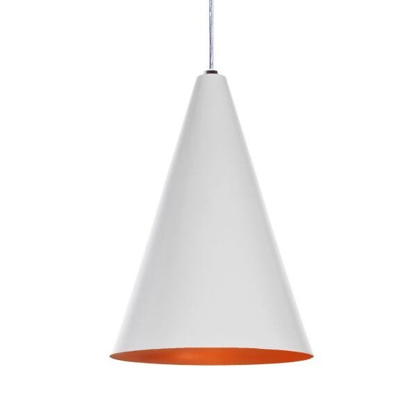 Luminária Pendente Cone De Alumínio Branco E Cobre | MadeiraMadeira