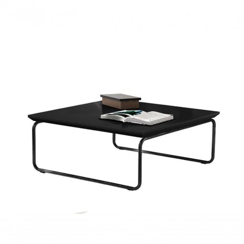 Mesa de Centro Kairos Quadrada MDF com Aço 70cm Laca Preto Lar Flex Móveis