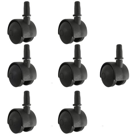7 Rodízios de Pressão Plástico Preto com Pino para Cama Box Casal Rodinhas Giratórias