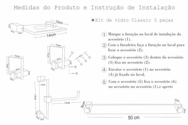 Kit de acessórios para banheiro 602CLB 5 peças Grego Metal - 5