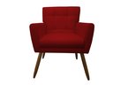 Ver imagem 3 de Kit Namoradeira + 1 Poltrona Decorativa Onix Couro Vermelho Pés Madeira Mz Decor