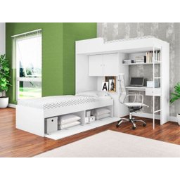 Quarto Juvenil Tókio Com Cama Alta - Branco - Art In Móveis - 4 Quarto Juvenil Tókio Com Cama Alta - Branco - Art In Móveis - 4