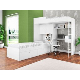 Quarto Juvenil Tókio Com Cama Alta - Branco - Art In Móveis - 2 Quarto Juvenil Tókio Com Cama Alta - Branco - Art In Móveis - 2