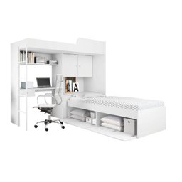 Quarto Juvenil Tókio Com Cama Alta - Branco - Art In Móveis - 3 Quarto Juvenil Tókio Com Cama Alta - Branco - Art In Móveis - 3