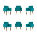 Ver imagem 1 de Kit 6 Cadeiras Poltronas Decorativa - Escritório - Recepção Cor:azul Turquesa
