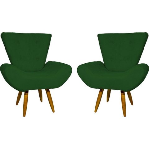 Kit 2 Poltronas Decorativa para Sala Recepção Manicure Consultório Escritório Emilia Suede