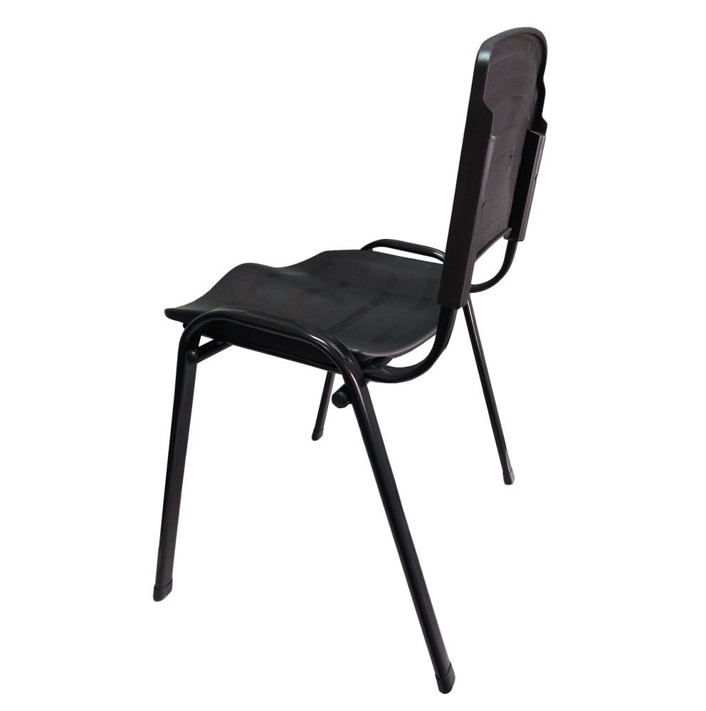 kit 10 Cadeira Empilhavel Iso Plástica Fixa Cadeiras Para Igreja Escritório Escola Preta - 5
