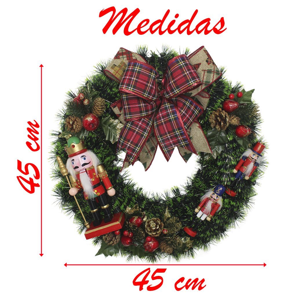 Guirlanda Natalina Enfeite De Porta Natal Soldado Quebra Nozes LED 45Cm - 2