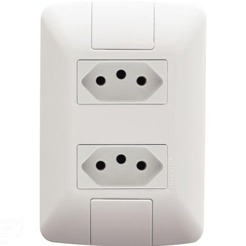 Conjunto 4x2 com 2 Tomadas 2p+t Tramontina Aria 10 a 250 V Branco Tramontina