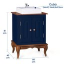 Ver imagem 5 de Gabinete para Banheiro 2 Portas com Cuba Dália 3057 - Azul Petróleo/imbuia Glazer