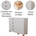 Ver imagem 2 de Cômoda Alta 4 Gavetas 1 Porta Ripada Thamirez Branco