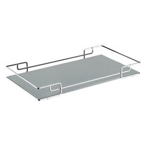 Bandeja Multiuso Hara Luana Tampo Couríssimo Cinza 30x40 Cm:Cromada