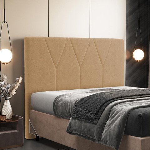 Cabeceira Cama Box Quenn 160 cm Aurora W01 Bouclê Mostarda - Lyam Decor