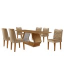 Ver imagem 2 de Mesa para Sala de Jantar Alvorada 180cm Mdf Tampo Laminado Canto Copo e 6 Cadeiras Liz