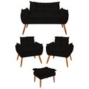Ver imagem 1 de Kit 02 Poltronas + Namoradeira + Puff Opala Balaqui Decor Preto