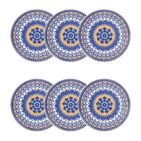 CONJUNTO COM 6 PRATOS FUNDOS 23CM - FLOREAL LA CARRETA - OXFORD DAILY