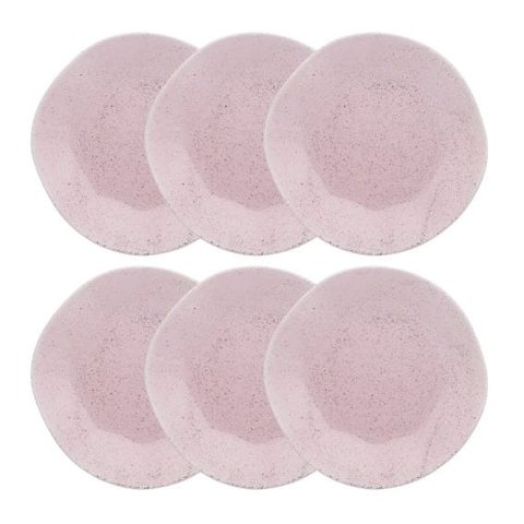 CONJUNTO 6 PRATOS RASOS 27,5CM RYO PINK SAND - OXFORD PORCELANAS