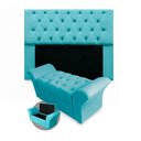 Ver imagem 1 de Kit Cabeceira Mirage + Calçadeira Baú Veneza King Size 195cm Suede - Ecotec Decor:Azul Turquesa