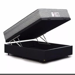 Cama Box com Baú Casal + Colchão de Molas Ensacadas - Probel - Evolution 138cm - Preto Preto - 1