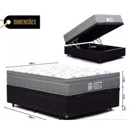 Cama Box com Baú Casal + Colchão de Molas Ensacadas - Probel - Evolution 138cm - Preto Preto - 2