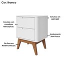 Ver imagem 4 de Kit 2 Mesa de Cabeceira 2 Gavetas Pes Madeira 50 cm Vicenza Branco Dcasa
