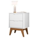 Ver imagem 2 de Kit 2 Mesa de Cabeceira 2 Gavetas Pes Madeira 50 cm Vicenza Branco Dcasa