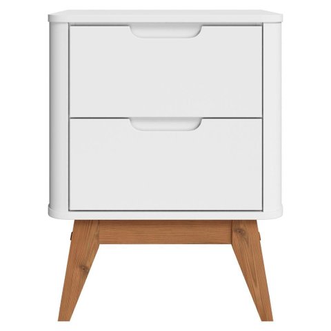 Kit 2 Mesa de Cabeceira 2 Gavetas Pes Madeira 50 cm Vicenza Branco Dcasa
