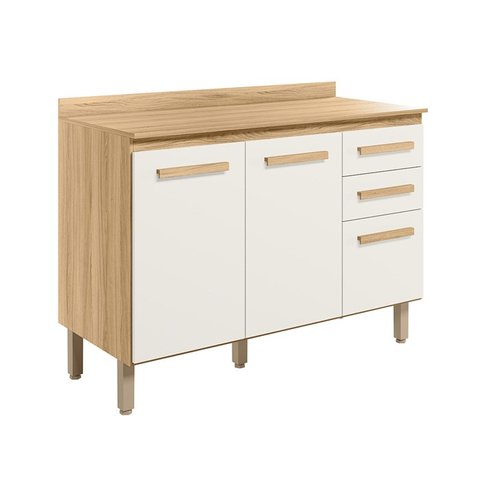 Balcao 03 Pt 120cm com Tampo 16988 Freijo Off White Cristal Nicioli
