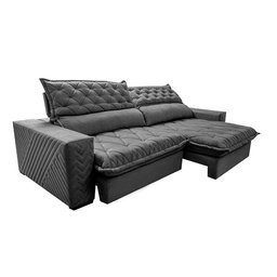 Sofá Retrátil e Reclinável 3.15m Molas Ensacadas Cama inBox Spazus com Bordado 3D Velusoft Cinza - 7