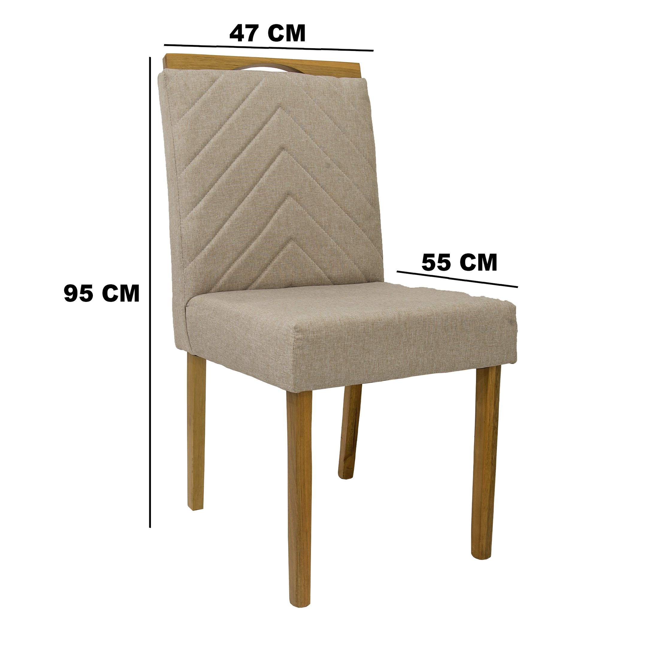 02 cadeiras de jantar Verônica em madeira maciça com revestimento em tecido linho Ferrugine Design - 6