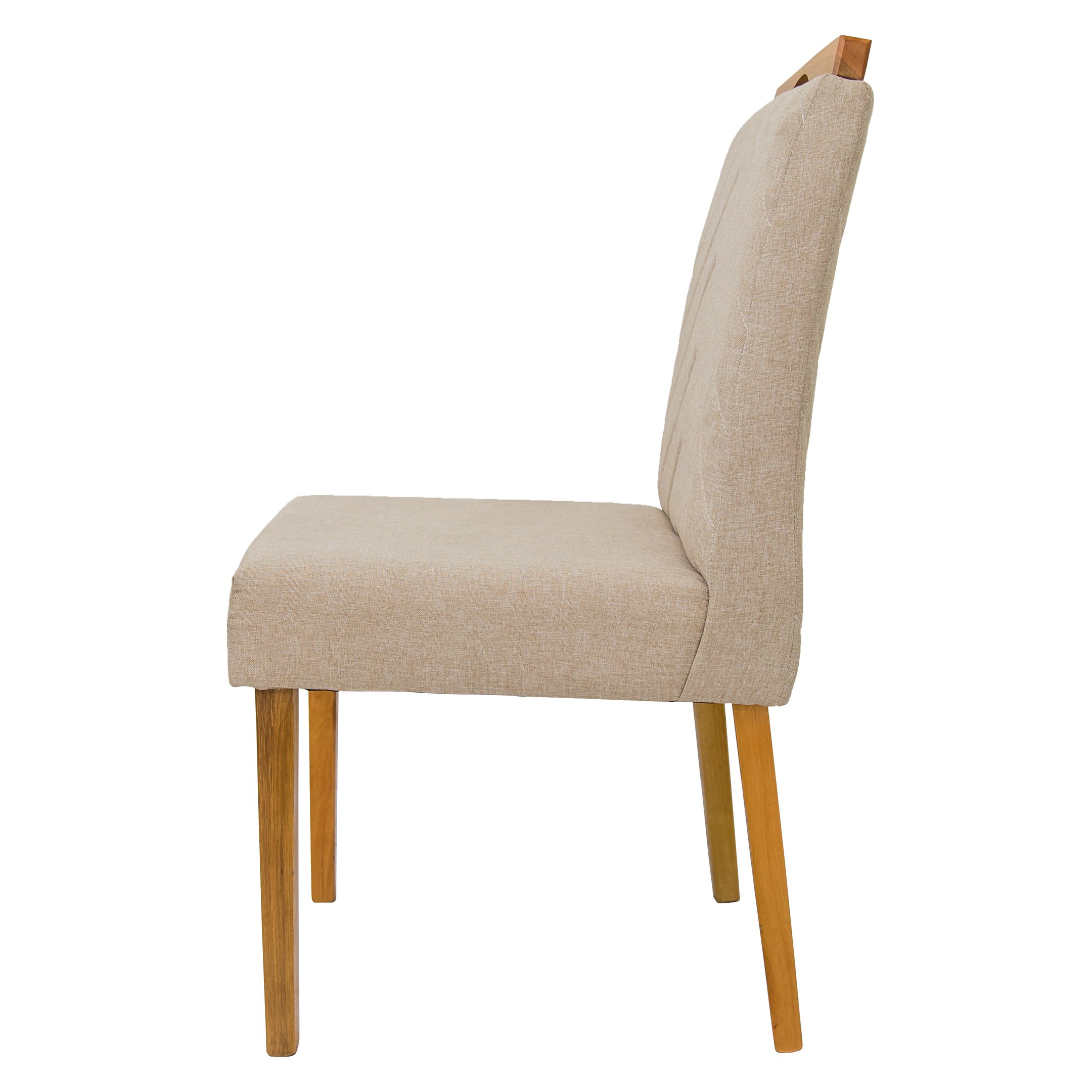 02 cadeiras de jantar Verônica em madeira maciça com revestimento em tecido linho Ferrugine Design - 3
