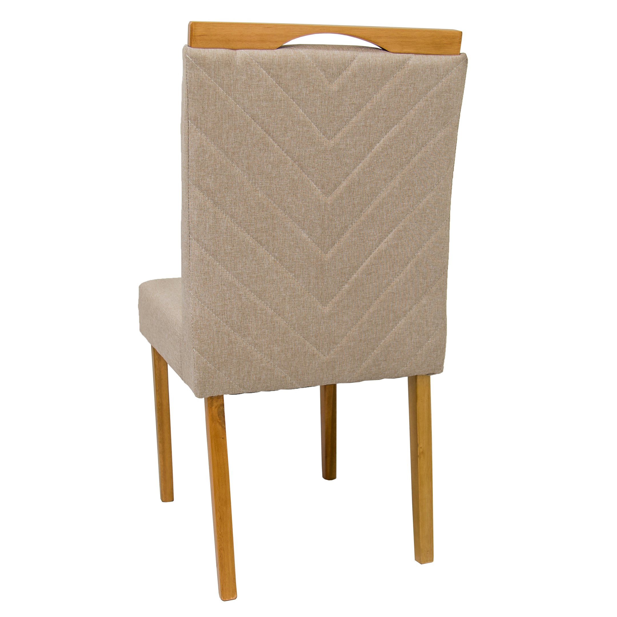 02 cadeiras de jantar Verônica em madeira maciça com revestimento em tecido linho Ferrugine Design - 5
