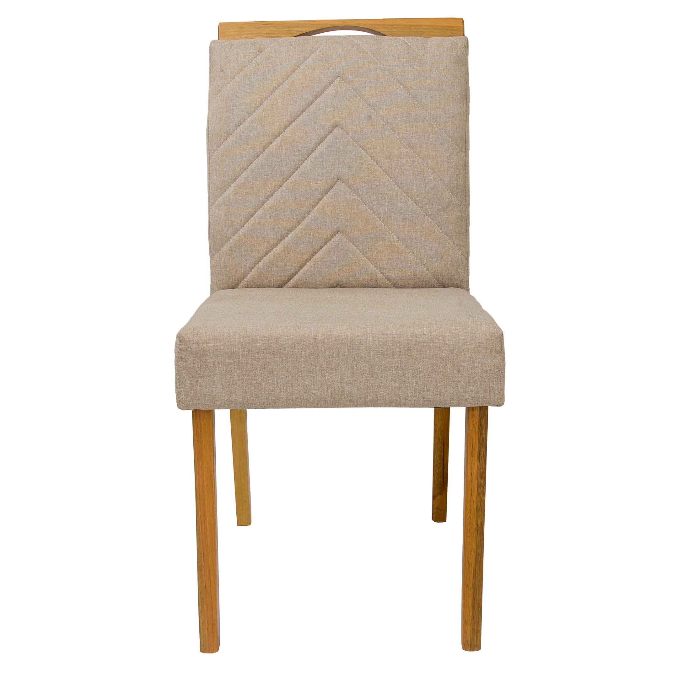 02 cadeiras de jantar Verônica em madeira maciça com revestimento em tecido linho Ferrugine Design - 2