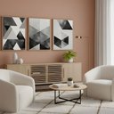 Ver imagem 5 de Kit 3 Quadros Abstrato Moderno Preto Cinza Moldura:castanho