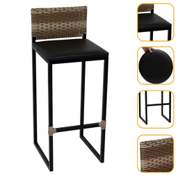 Banqueta Quadrada Junco Cappuccino para Balcão Ilha Cozinha Área Gourmet Bancada Piscina Bar - 1