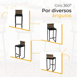 Banqueta Quadrada Junco Cappuccino para Balcão Ilha Cozinha Área Gourmet Bancada Piscina Bar - 5