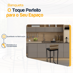 Banqueta Quadrada Junco Cappuccino para Balcão Ilha Cozinha Área Gourmet Bancada Piscina Bar - 3