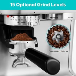 Casabrews Máquina de Espresso com Moedor e Vaporizador de Leite (prata) - 4