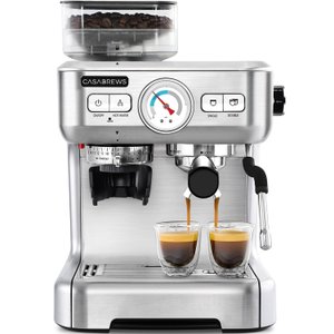 Casabrews Máquina de Espresso com Moedor e Vaporizador de Leite (prata)