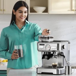 Casabrews Máquina de Espresso com Moedor e Vaporizador de Leite (prata) - 7