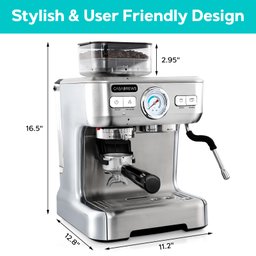 Casabrews Máquina de Espresso com Moedor e Vaporizador de Leite (prata) - 6