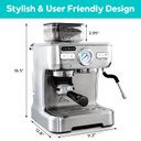 Ver imagem 6 de Casabrews Máquina de Espresso com Moedor e Vaporizador de Leite (prata)