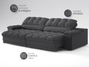 Ver imagem 5 de Sofá com Porta Copos e Carregador Usb Ret Rec Luke 2,30m Linho Soft Grafite - Netsofas