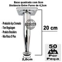 Ver imagem 2 de Kit de 4 Peças - Pé Cônico de Ferro para Armário / Gabinete Cromado de 200mm 20cm com Regulagem