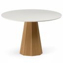 Ver imagem 2 de Mesa de Jantar 4 Lugares Redonda 117cm Base Cone Tampo MDF com Vidro Erimon N01 Ypê Off White -