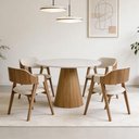 Ver imagem 3 de Mesa de Jantar 4 Lugares Redonda 117cm Base Cone Tampo MDF com Vidro Erimon N01 Ypê Off White -