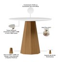 Ver imagem 4 de Mesa de Jantar 4 Lugares Redonda 117cm Base Cone Tampo MDF com Vidro Erimon N01 Ypê Off White -