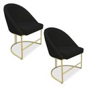 Ver imagem 1 de Kit 02 Cadeiras Poltrona de Jantar Bela Suede Base Metálica Industrial Dourado - Pallazio