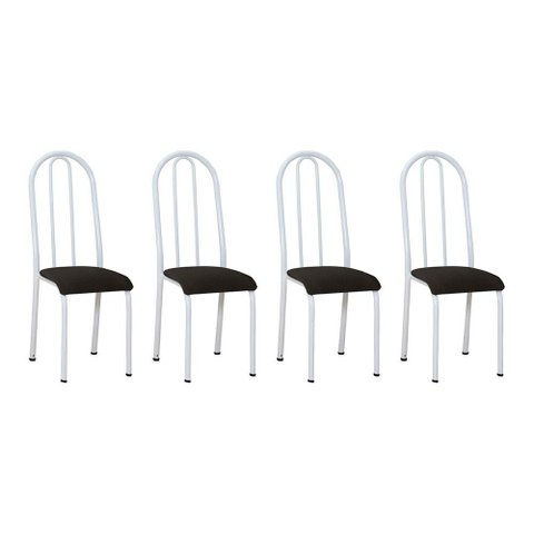 Kit 4 Cadeiras de Cozinha Flórida Estampado Preto Pés de Ferro Branco